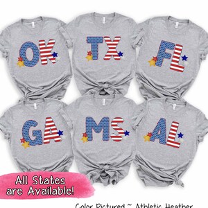 Patriotic State Shirt, Personalized 4th of July Shirt, Independence Day Shirt, Red White Blue Shirt, Freedom T Shirt for Her