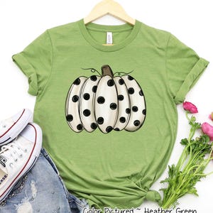 Polka Dot Pumpkin Shirt - Cute White Fall Tee for Her