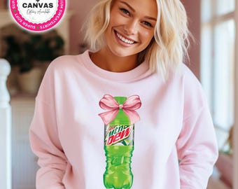 Coquette Diet Mountain Dew Sweatshirt, Pink Bow Diet Mtn Dew Shirt, Preppy Pink Bow Tee, Trendy Soda Tee, Cute Soda Hoodie