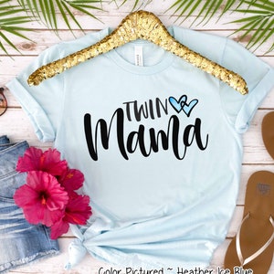 Boy Twin Mama Heart Mom Shirt, Boy Twins Mom Cute Shirt, Gift For Twin Mom, Twin Mom Life Shirt, Mothers Day Gift For Her, New Twin Mom Gift