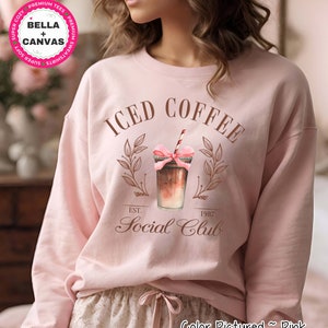Iced Coffee Social Club Sweatshirt Iced Coffee Lover Shirt for Her Preppy Coquette Tee Espresso Coffee Social Club Hoodie Christmas Gift