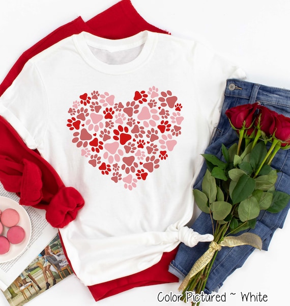 Heart Paw Print Dog Love Valentines Day Gift Girls Women T-Shirt Heart Paw Print Dog Love Valentines Day Gift Girls Women T-Shirt