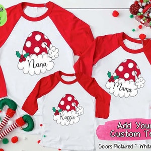 Santa Hat Family Christmas Shirts, Custom Christmas Shirt, Matching Christmas Shirt, Custom Group Shirt, Family Pajama Shirts, Raglan Tee