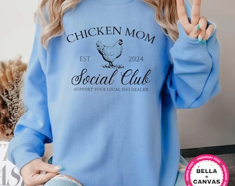 Moletom Chicken Mom, camiseta Chicken Mama para amantes de frango, presente para ela, vida na fazenda, camiseta Chicken Mom Social Club, presente de dia das mães para ela