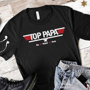 Camiseta personalizada, Top Dia dos Pais Top Pai Papa, Presente para Pai Papa Homens, Presentes personalizados, Camiseta gráfica, Presente de aniversário, Presente de Natal