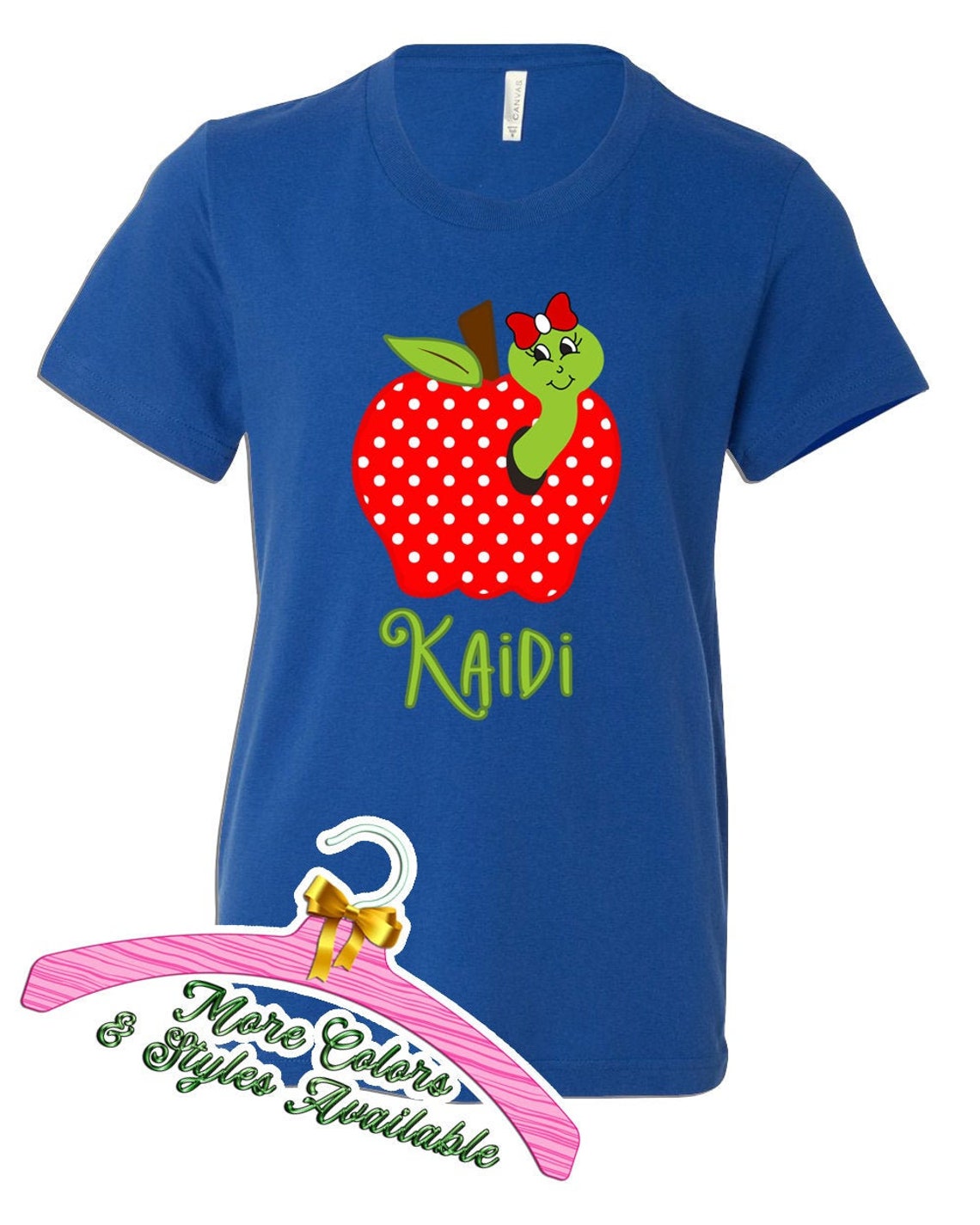 Custom Girls Apple with Name Shirt Girls Back To School Etsy