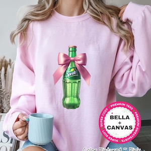 Coquette Sprite Sweatshirt, Pink Bow Sprite Shirt, Preppy Pink Bow Tee, Trendy Soda Tee, Fun Sprite Lover Gift,Soda Sweatshirt,Sprite Hoodie