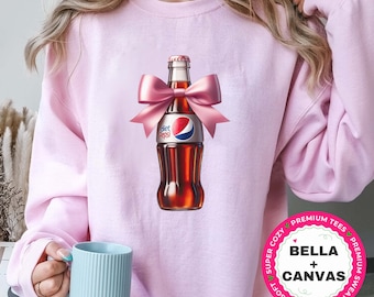 Coquette Diet Pepsi Sweatshirt, Pink Bow Diet Pepsi Shirt, Preppy Pink Bow Tee, Trendy Soda Tee, Fun Diet Pepsi Lover Gift,Diet Pepsi Hoodie