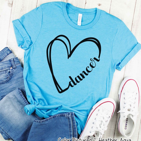 Heart Outline Dancer Shirt, Gifts for Dancer, Cute Dance Shirt, Dance Squad Gifts, Dance Teacher Gift, Dance Class Shirt, Ballet Dancer Tee