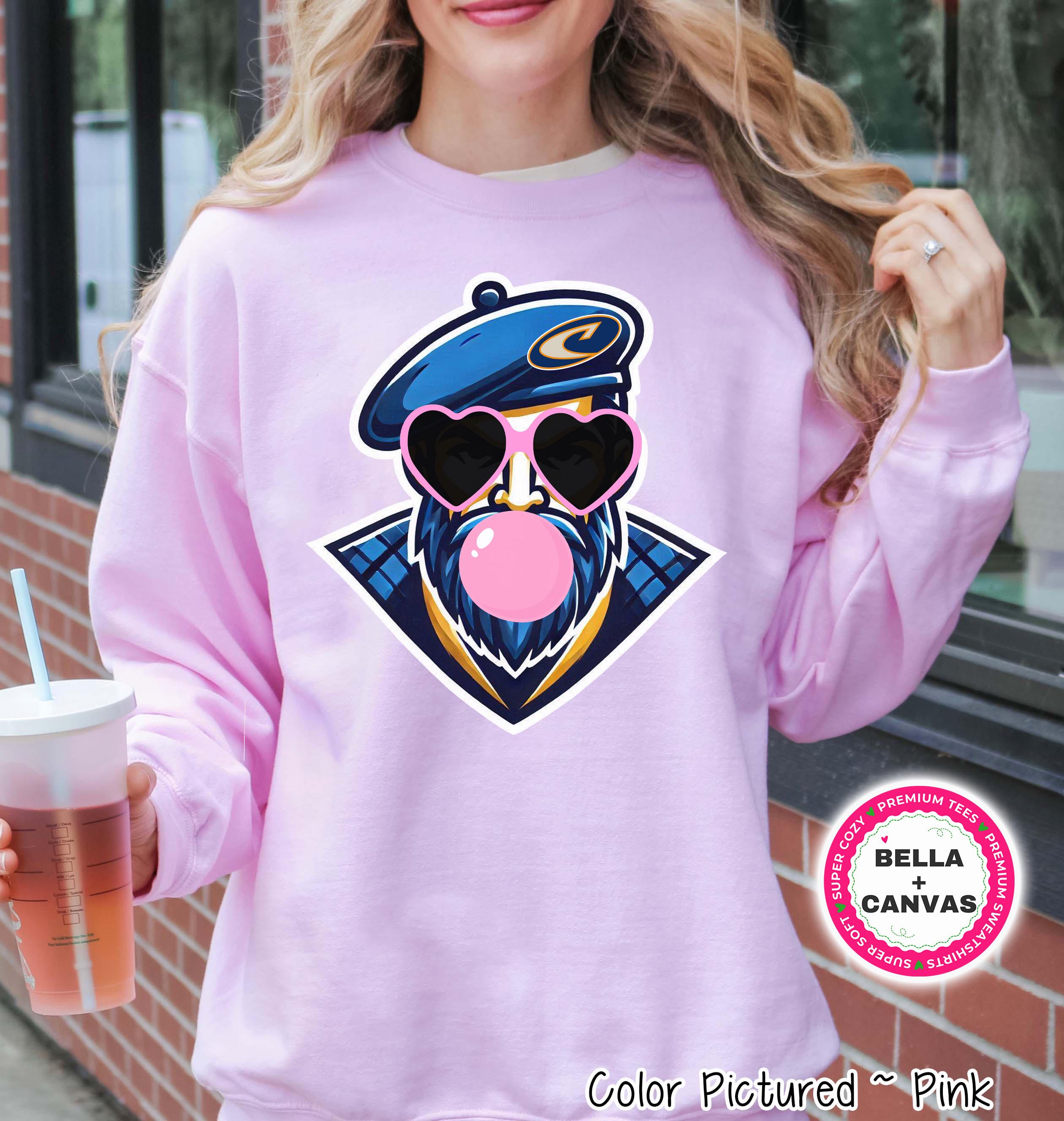 Preppy Bubble Blowing Highlander Mascot Team Sweatshirt, Cute Mascot Sweater, School Team Tee, Favorite Highlander Team Shirt, School Hoodie