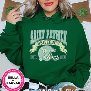 Retro St Patrick University Sweater, Cute St Patricks Day Shirt for Women,Lucky TShirt,St Patricks Day Sweatshirt,Gift for Her,Clover Hoodie