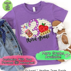 Personalized Back To School Shirt, Monogram Shirt, 3rd Grade Shirt, Third Grade Shirt, First Day of School Shirt,Custom Back to School Shirt