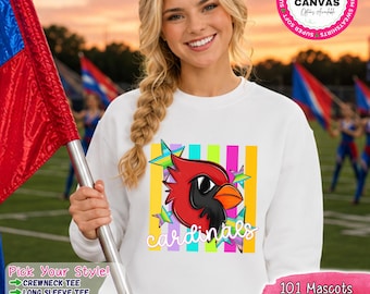 Camiseta con la mascota del cardenal / Camiseta con el espíritu del cardenal / Sudadera del cardenal / Sudadera con capucha del cardenal / Camiseta con el espíritu escolar / Ropa de equipo