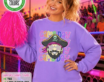 Pirate Game Day Shirt, Pirate School Spirit Shirt, Comfort Colors Tee, Sweatshirt, Hoodie, Football, Cheer, Band Spirit Wear