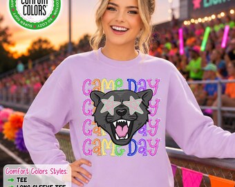 Panther Game Day Shirt, Panther School Spirit Shirt, Comfort Colors Tee, Sweatshirt, Hoodie, Football, Cheer, Band Spirit Wear