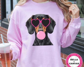 Preppy Bubble Blowing Dachshund Sweatshirt, Dachshund Mom Sweater, Dachshund Lover Gift, Wiener Dog Mom Shirt, Doxie Mama Hoodie, Funny Dach