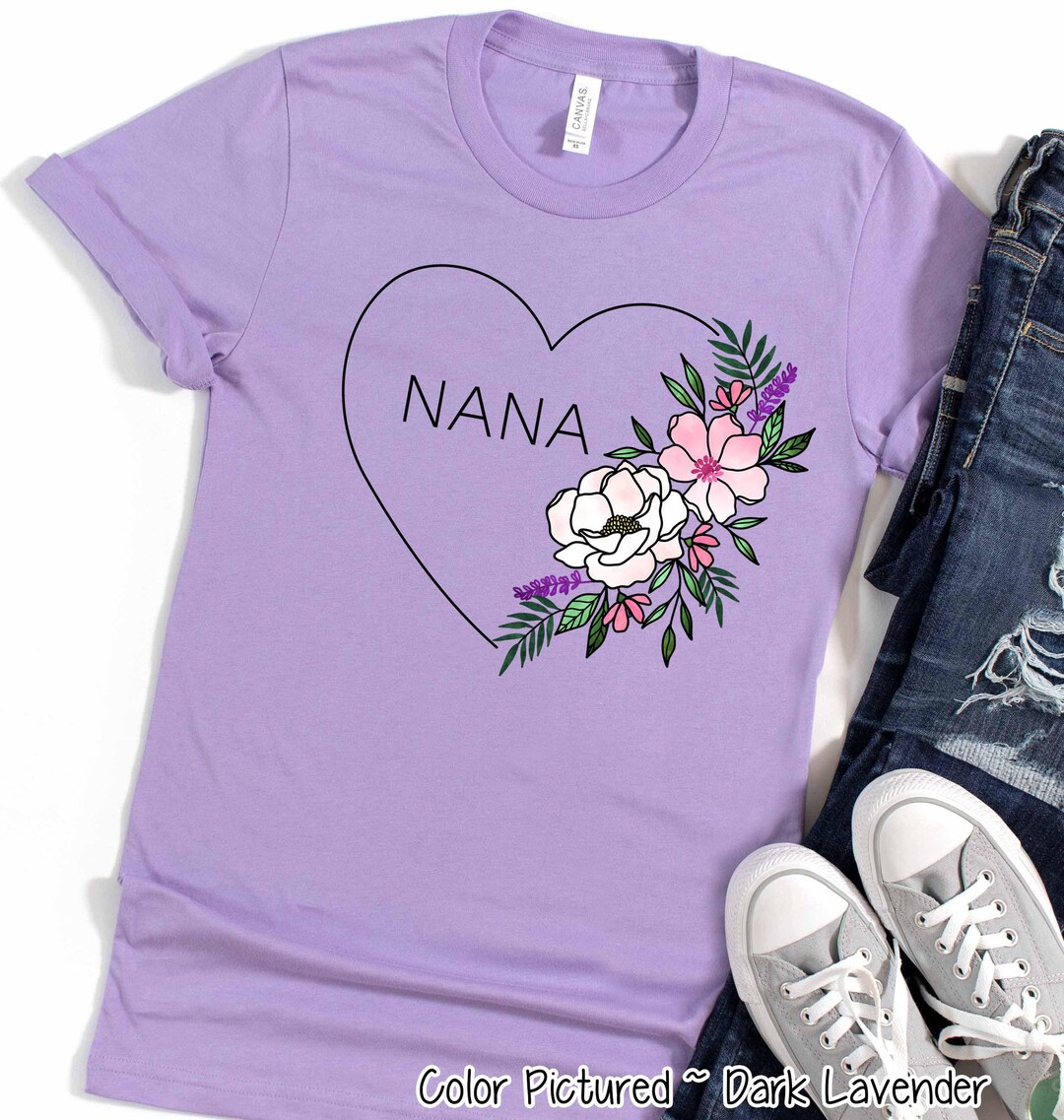 Watercolor Flower Heart Nana Shirt - Tee, Sweatshirt, or Hoodie - Etsy