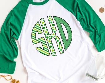 Monogram St Patrick's Day-skjorta - Personlig Shamrock-design