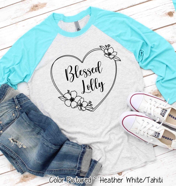 Blessed Lolli T-Shirt With Floral, Heart Mother's Day Gift Blessed Lolli T-Shirt With Floral, Heart Mother's Day Gift