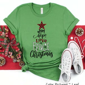 Joy Peace Love Hope Merry Christmas Shirt, Womens Christmas Shirt, Holiday Shirt for Her, Christmas Family Matching Shirt, Christmas Tee
