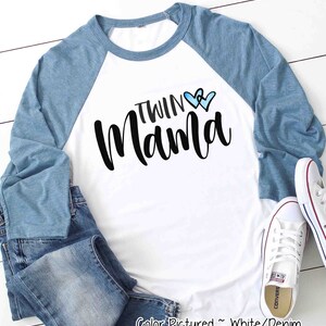 Boy Twin Mama Heart Mom Shirt, Boy Twins Mom Cute Shirt,Gift For Twin Mom, Twin Mom Life Shirt, Mothers Day Gift For Her,New Mom Gift,Raglan