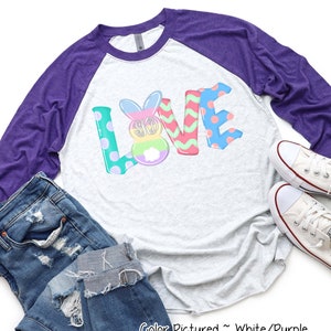 Monogram LOVE Bunny Easter Shirt, Easter Bunny Shirt, Girls Cute Easter Shirt For Woman, Custom Easter Shirt, Easter Family Shirt,Raglan Tee