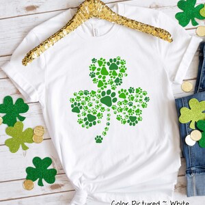 Paw Print St Patrick&#39;s Day Shirt, Dog Mom Shirt, Girls St Patricks Day T Shirts for Women, Cute St Patricks Tee, Family Matching Shirt
