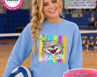 Camiseta con la mascota del Wildcat / Camiseta con el espíritu del Wildcat / Sudadera del Wildcat / Sudadera con capucha del Wildcat / Camiseta con el espíritu escolar / Ropa de equipo