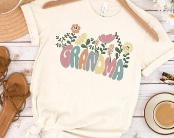 Retro Floral Grandma Shirt, Custom Grandma Shirt, Gift for Grandma, Mothers Day Gift for Her, Grandma Life Tee, Blessed Grandma Shirt