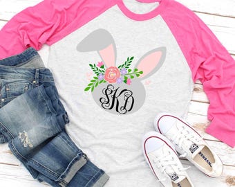 Easter Bunny Shirt: Personalized Monogram Design (Raglan Tee)