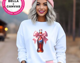 Coquette Pepsi Sweatshirt, Pink Bow Pepsi Shirt, Cute Preppy Pink Bow Tee, Trendy Soda Tee,Fun Pepsi Lover Gift,Soda Sweatshirt,Pepsi Hoodie