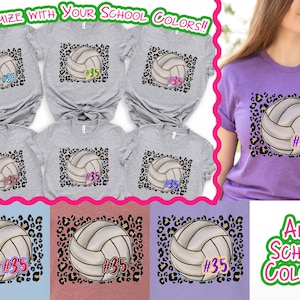 Custom Leopard Volleyball Shirt, Volleyball Mom Shirt, Volleyball Number Shirt, Volleyball Team Shirt, Game Day Volleyball Shirt, Fan Shirt