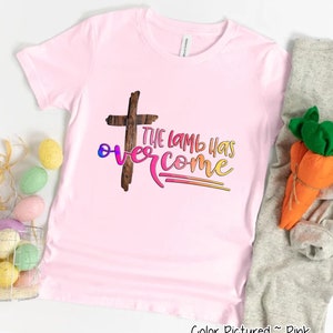Lamb has Overcome Wood Cross Tee, Christian Easter Shirt, Cute Easter Shirt For Woman, Jesus Easter Shirt, Easter Family Matching Shirt