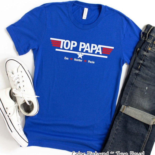 Top Papa Shirt, Fathers Day Shirt, Personalized Papa Shirt with GrandKids Names, Father's Day Gift for Papa, Birthday Gift For Him