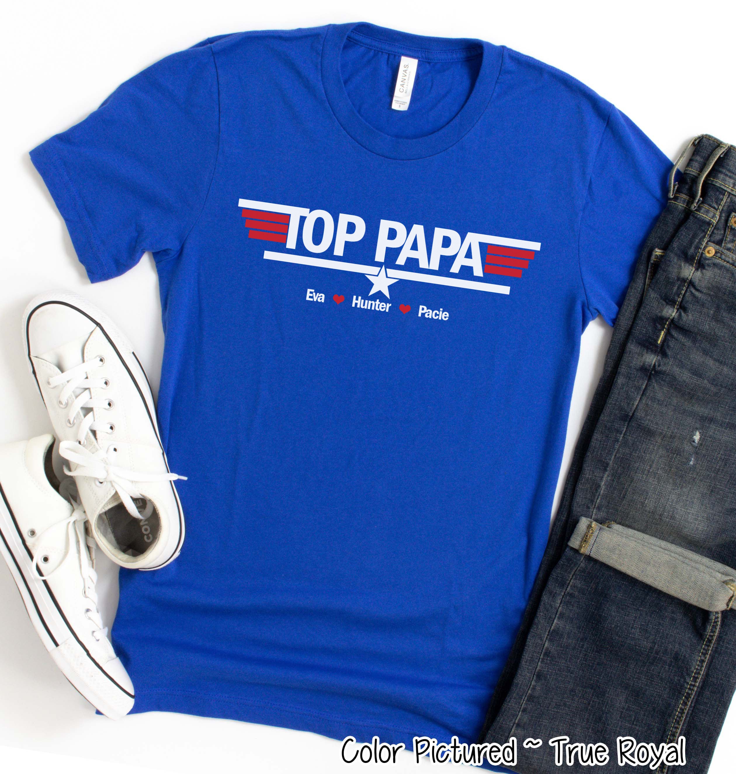Top Papa Shirt, Fathers Day Shirt, Personalized Papa Shirt with GrandKids Names, Father's Day Gift for Papa, Birthday Gift For Him