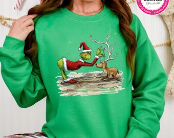 Retro Grinch Sweatshirt, Grinch Christmas Sweater, Ginchy Funny Christmas Shirt, Cute Christmas Party Shirt, Funny Holiday Hoodie