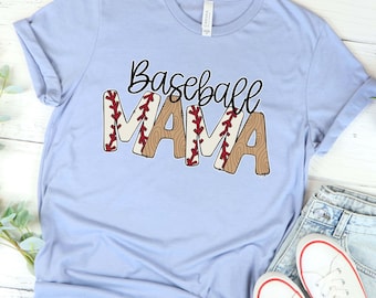 Camiseta de mamá beisbolera, Camiseta informal y cómoda de colores para mamás beisboleras, Sudadera para el día del partido, Sudadera con capucha de moda para mamás beisboleras, Regalo para mamás del equipo, Mamá deportista S1