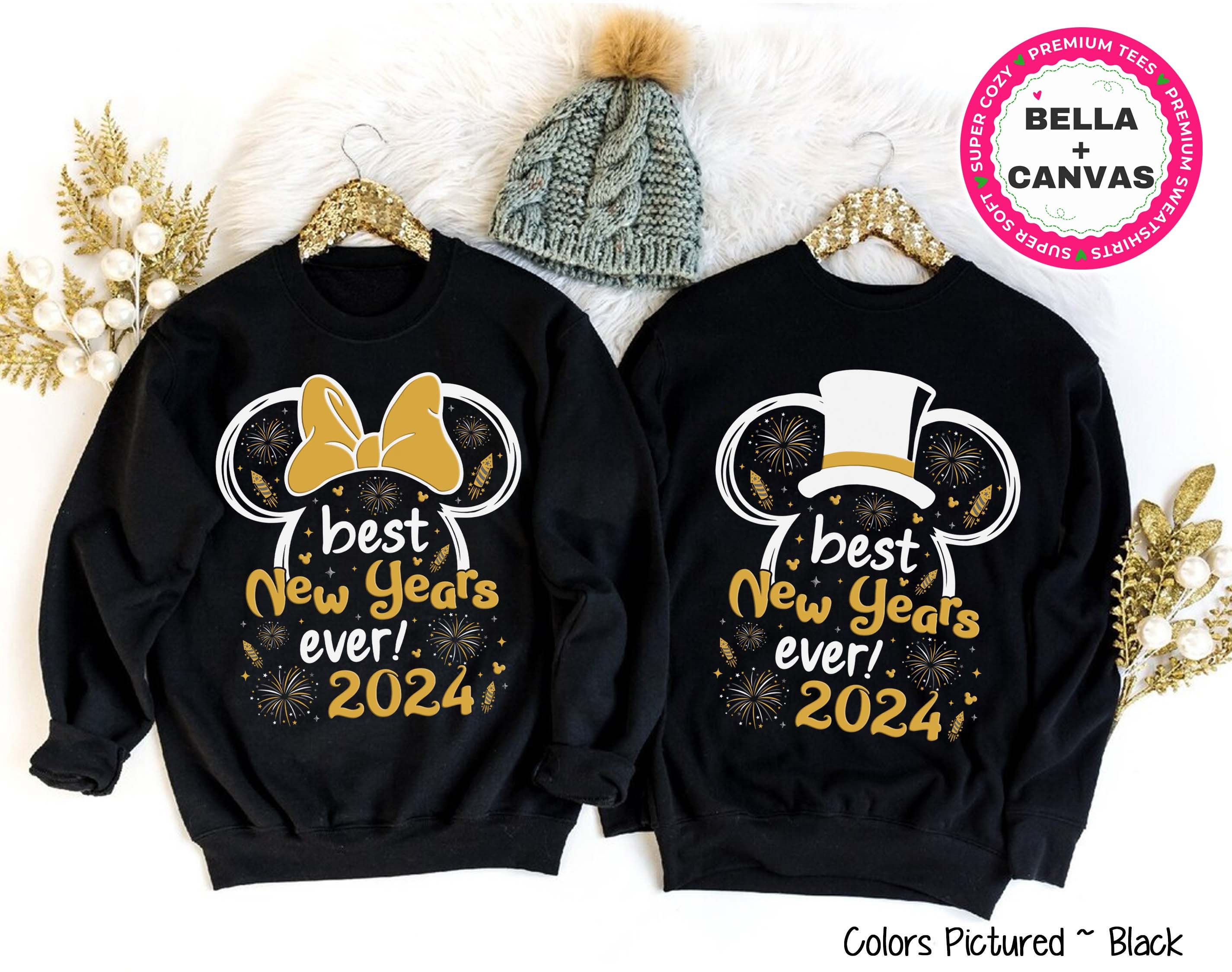 Happy New Year Minnie or Mickey Sweatshirt, Disney New Year 2024 Shirt, Cute New Year Hoodie, Hello 2024 Shirt, Mickey New Year Party Shirt