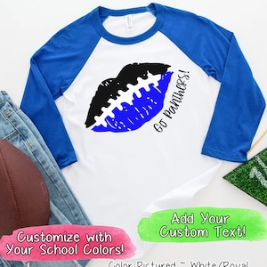 Custom Lips Football Shirt, Football Fan Shirt, Football Team Shirt, Football T Shirt for Women, Game Day Shirt, Tailgate Shirt, Raglan Tee