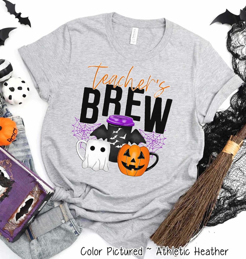 Maglietta di Halloween per insegnanti, maglietta di Halloween per insegnanti, maglietta di Halloween per insegnanti, maglietta di Halloween per insegnanti divertente, maglietta per amanti del caffè immagine 3