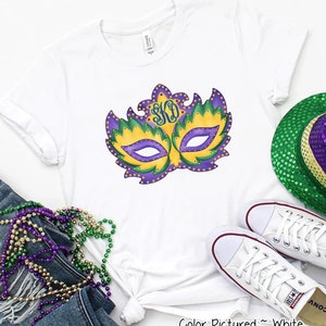 Watercolor Mask Monogram Mardi Gras Shirt, Personalized Mardi Gras Party Tee, Matching Mardi Gras Shirt, Saints Shirt, Mardi Gras Tee