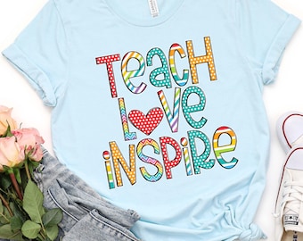 Koszulka „Teach Love Inspire”, prezent dla nauczyciela, koszulka dla nauczyciela, koszulka dla nauczyciela szkoły podstawowej, koszulka dla nauczyciela przedszkola, koszulka dla zespołu nauczycielskiego, koszulka z okazji powrotu do szkoły