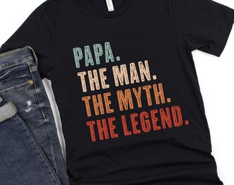 Aangepast papa-shirt, The Man The Myth The Legend, Vaderdagcadeau voor papa, vaderdagshirt, nieuw cadeau papa, verjaardagscadeau papa voor hem
