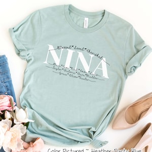 Personalized Blessed Nina Shirt, Custom Nina Shirt, GrandKids Names Shirt,Gift For Nina,Mothers Day Gift For Her,Christmas Gift for Birthday