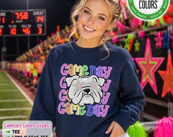 Bulldog Game Day Shirt, Bulldog School Spirit Shirt, Comfort Colors Tee, Sweatshirt, Hoodie, Football, Cheer, Band Spirit Wear