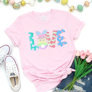 Monogram LOVE Bunny Easter Shirt, Easter Bunny Shirt, Girls Cute Easter Shirt For Woman, Custom Easter Shirt, Easter Family Matching Shirt