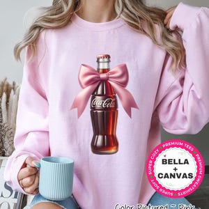 Coquette Coke Sweatshirt, Pink Bow Coke Shirt, Preppy Pink Bow Tee, Trendy Soda Tee,Fun Coke Lover Gift,Coke Lover Sweater,Funny Coke Hoodie