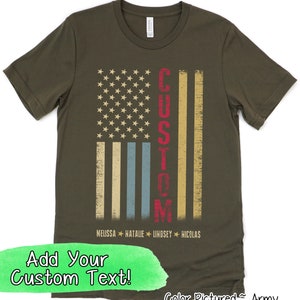 Custom Text Distressed Flag Shirt, Personalized Custom Text Shirt with Kids Names, Father&#39;s Day Gift, Fathers Day Shirt, Gift For Him