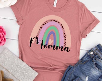 Mama Regenbogen Shirt, süßes T-Shirt, Sweatshirt oder Hoodie, Geschenk für neue Mütter