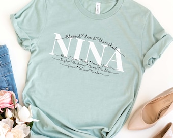 Personalized Blessed Nina Shirt, Custom Nina Shirt, GrandKids Names Shirt,Gift For Nina,Mothers Day Gift For Her,Christmas Gift for Birthday